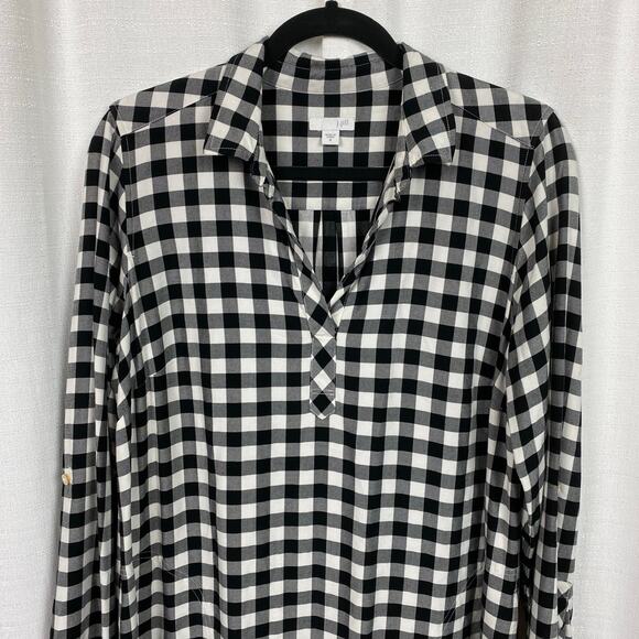 J.Jill Black&White Gingham Tunic Shift Dress Sz.M - Picture 5 of 14